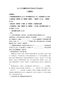 2022年安徽省中考语文真题（原卷版）