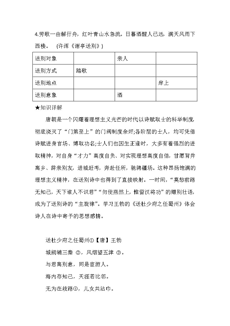 2023年中考语文一轮复习送别诗常见思想内容解读第3页