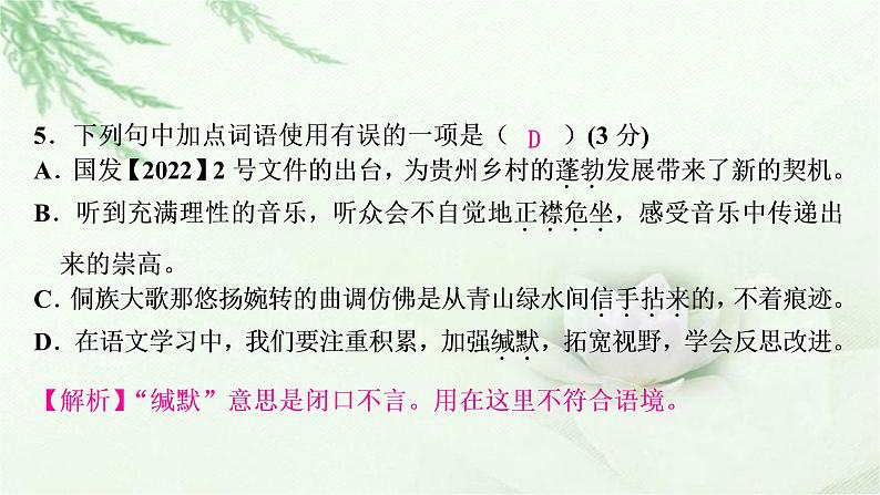 中考语文复习专题二词语理解与运用作业课件第8页