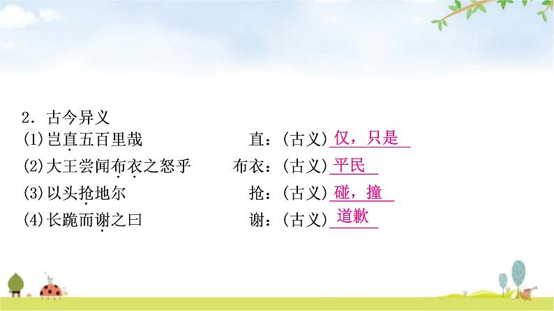 中考语文复习课内文言文基础储备练2唐雎不辱使命课件第6页