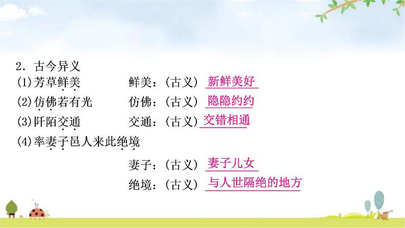 中考语文复习课内文言文基础储备练11桃花源记课件05