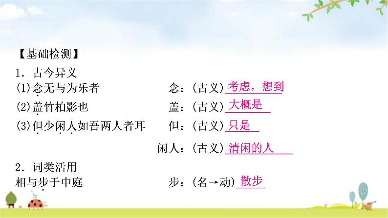 中考语文复习课内文言文基础储备练21记承天寺夜游课件第3页