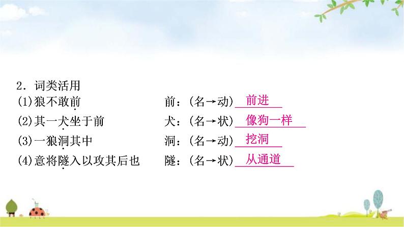 中考语文复习课内文言文基础储备练36狼课件05
