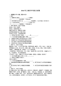 2016年上海市中考语文试题解析版