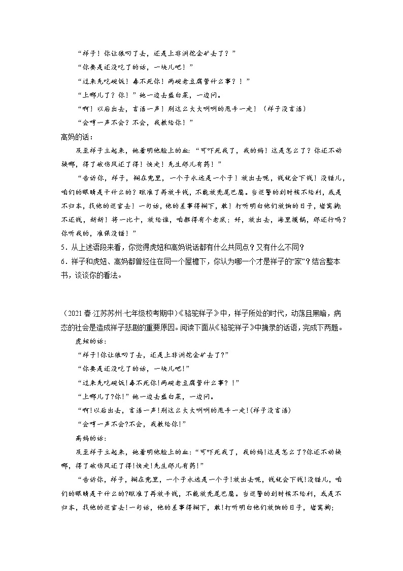 专题10：名著阅读-2022-2023学年七年级语文下册备考期末总复习（江苏苏州专用）原卷版第3页