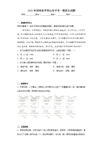 2023年河南省平顶山市中考一模语文试题（含答案）