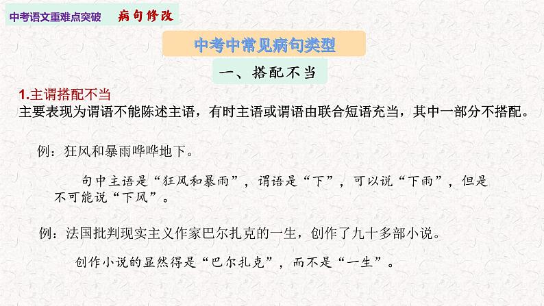 一、病句修改   中考语文重难点突破系列课件第8页