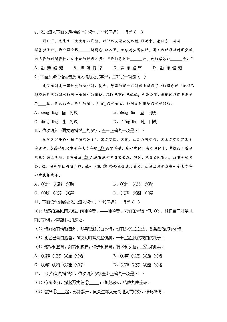 2023年中考语文三轮冲刺情景试题-字音字形03