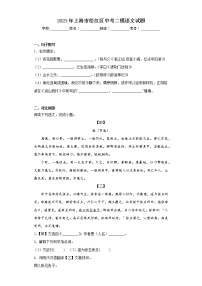 2023年上海市松江区中考二模语文试题（无答案）