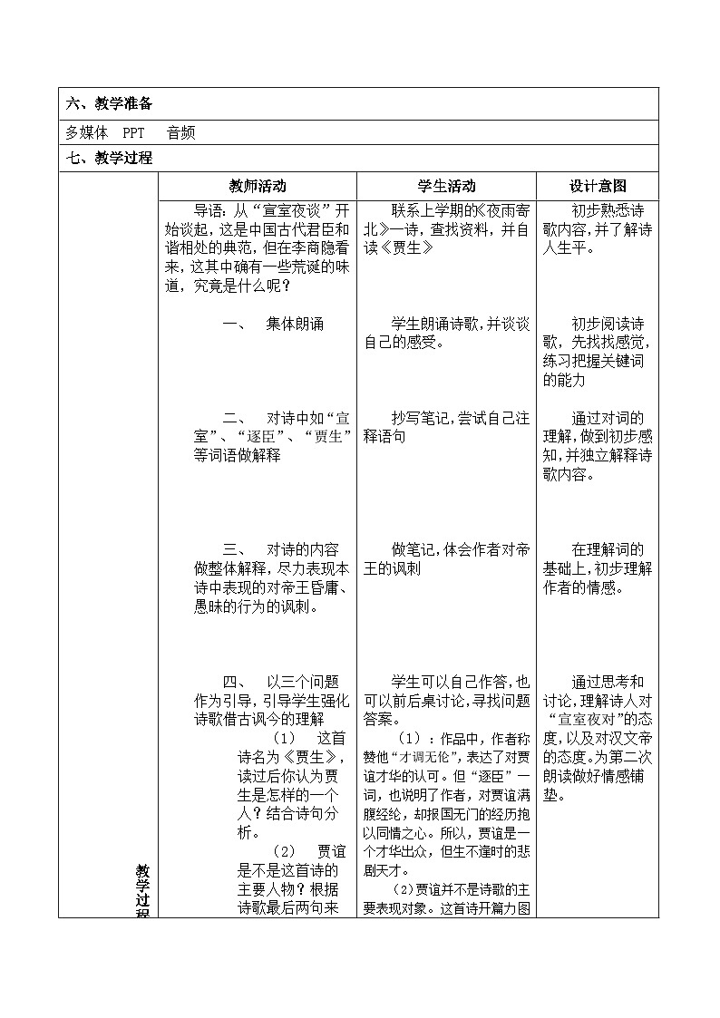 部编版七年级语文下册--第六单元课外古诗词-贾生（教学设计2）02