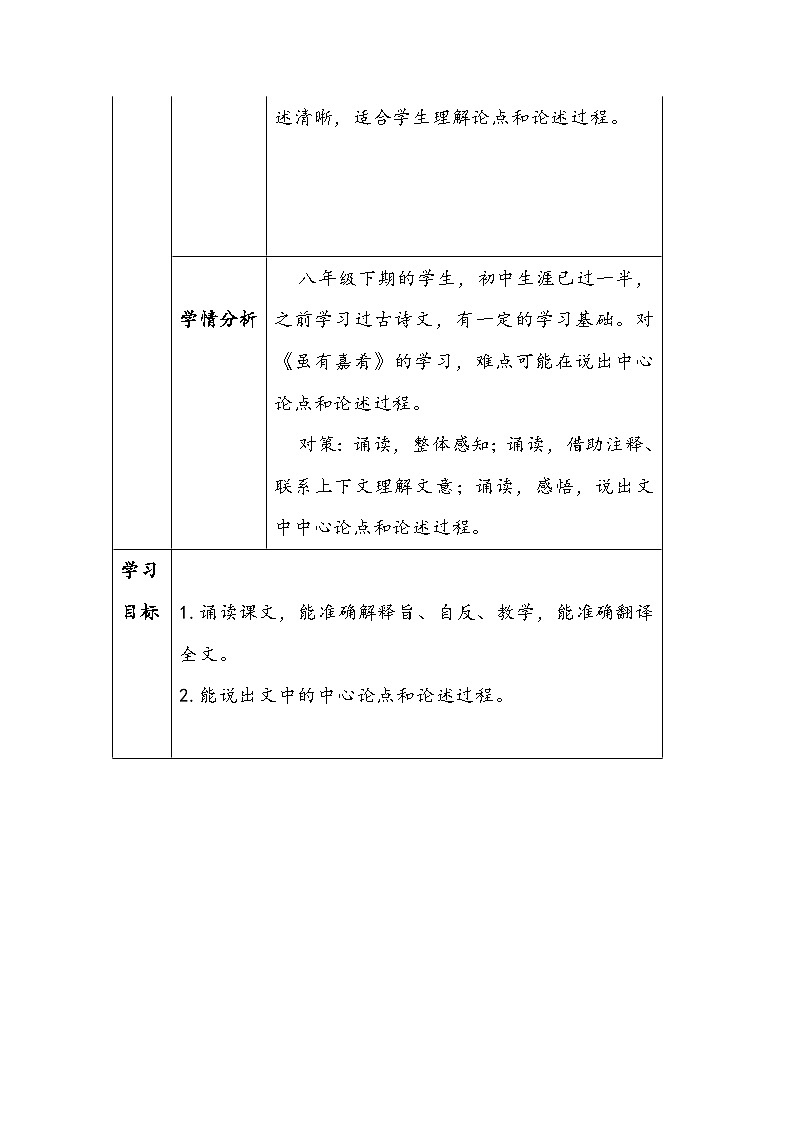 部编版语文八年级下册《虽有嘉肴》教学设计第3页