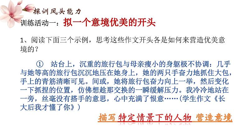 中考作文写作指导：作文开头《凤头优化，一见钟情》课件08