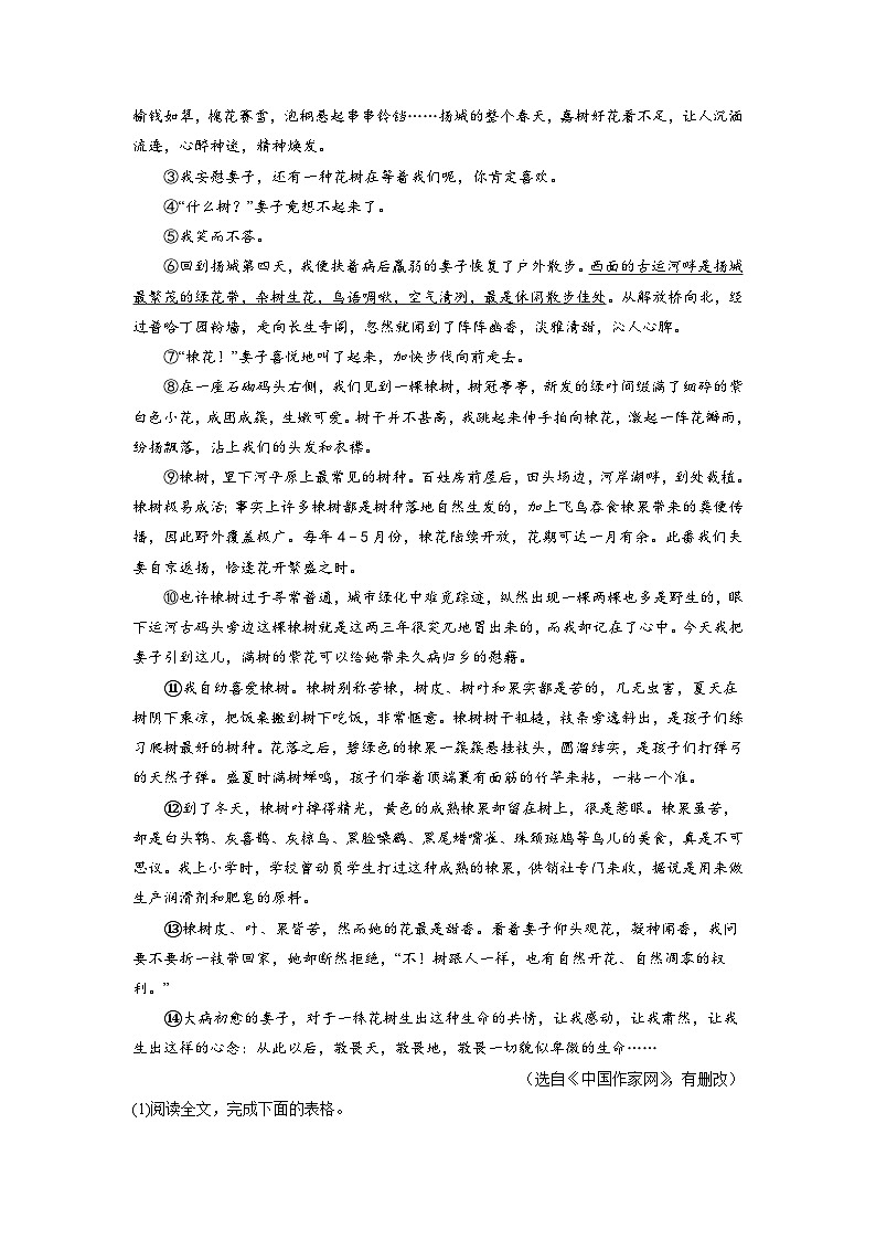 押题卷（九）记叙文阅读-备战2023年中考语文临考题号押题（全国通用）02
