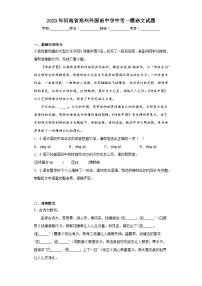 2023年河南省郑州外国语中学中考一模语文试题（含答案）