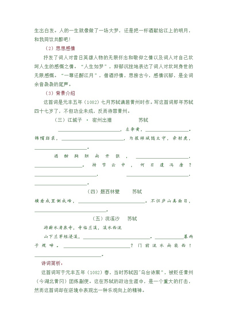 中考语文专题复习 “品评苏轼”导学案第3页