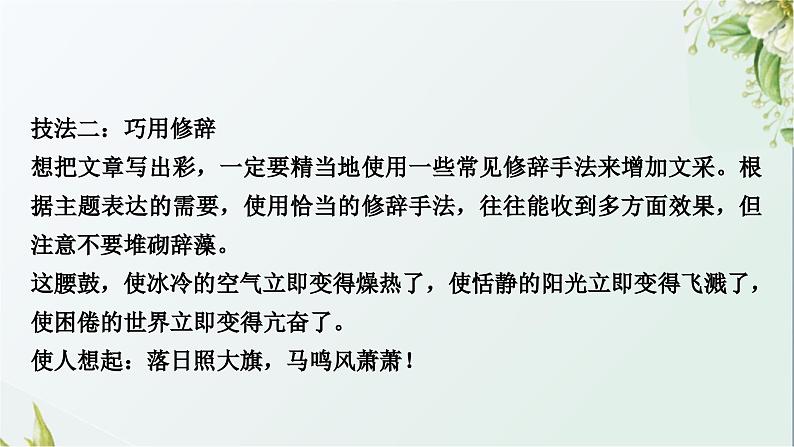 中考语文复习写作能力第四讲文采飞扬灼灼生华——语言要美教学课件06