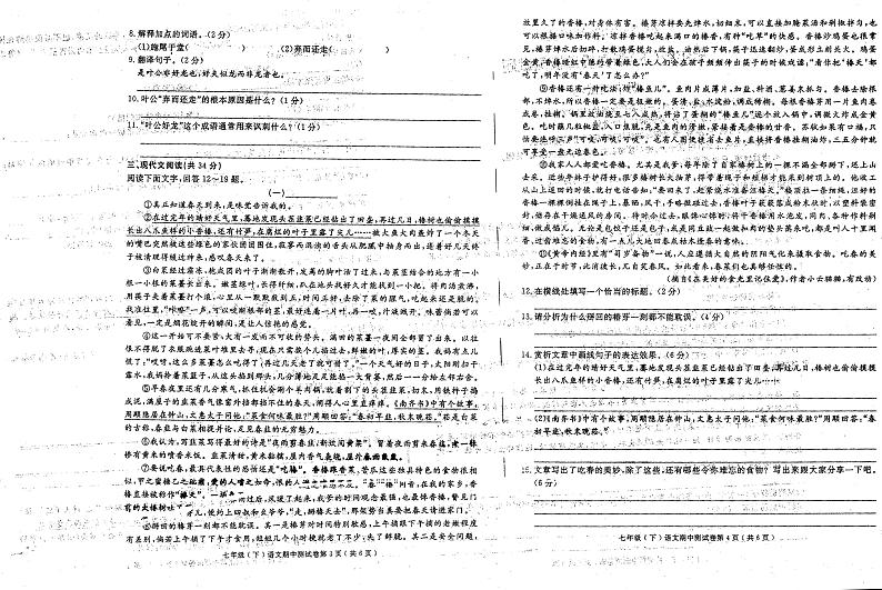 山东省聊城江北水城旅游度假区北大培文学校2022-2023学年七年级下学期期中语文试题第2页