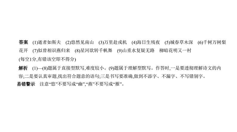中考语文二轮专项复习讲练课件05专题 古诗文默写 (含答案)第3页