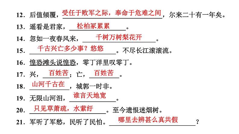 期末复习-专题四　古诗文默写 讲练课件—2020-2021学年九年级下册语文部编版04