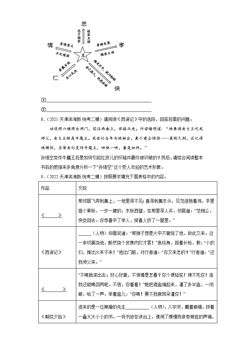 天津市滨海新区三年（2020-2022）中考语文模拟卷分题型分层汇编-07名著阅读第3页