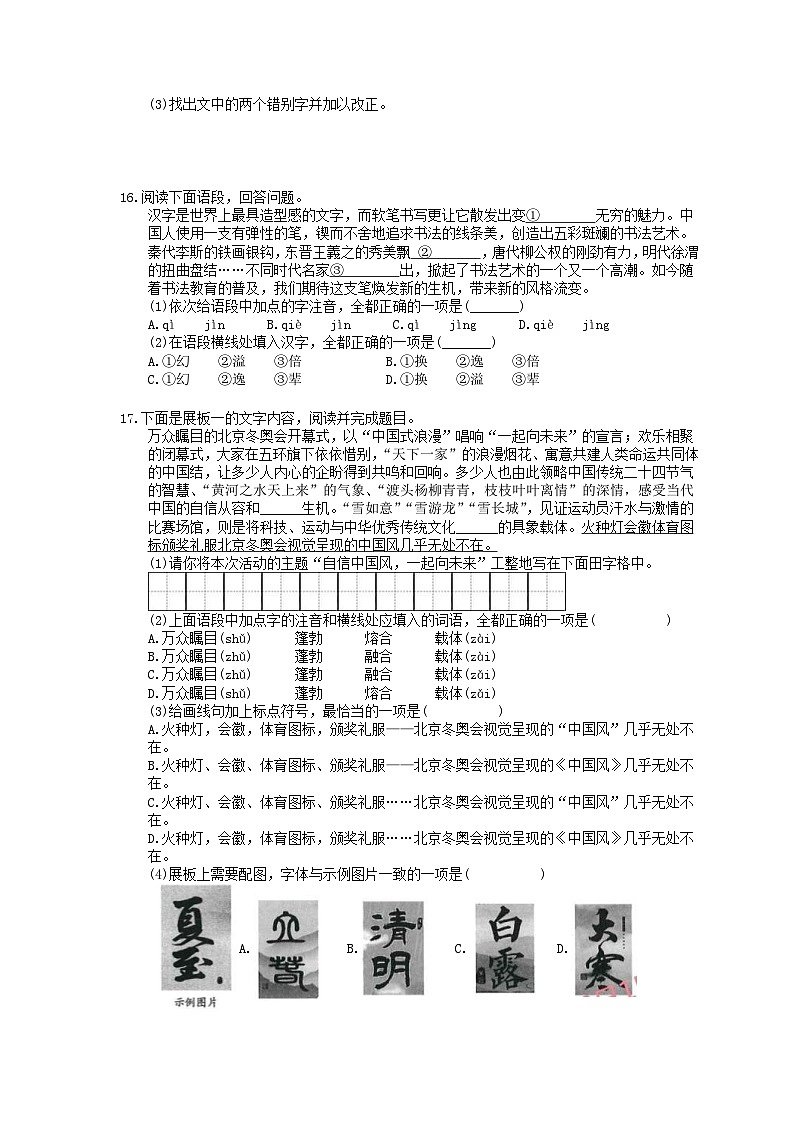 中考语文二轮复习强化练习《字音字形》（含详解）第3页