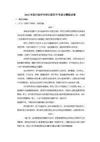 2023年四川省泸州市江阳区中考语文模拟试卷（含答案）