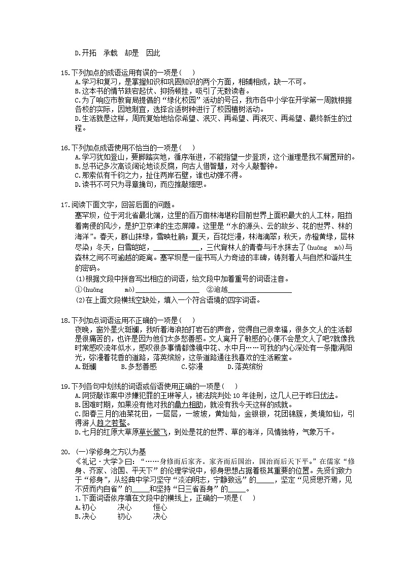 中考语文三轮冲刺课时练习《词语》（含详解）第3页