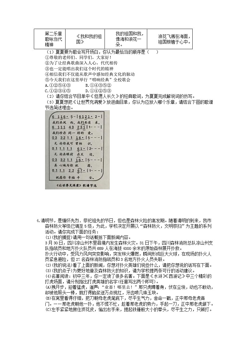 中考语文三轮冲刺课时练习《综合性学习》（含详解）第2页