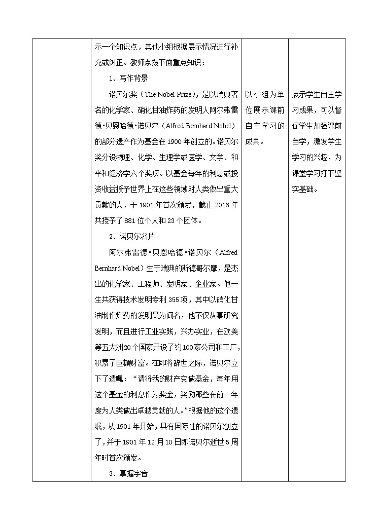 第2课《首届诺贝尔奖颁发》教学设计4-八年级语文上册统编版第3页