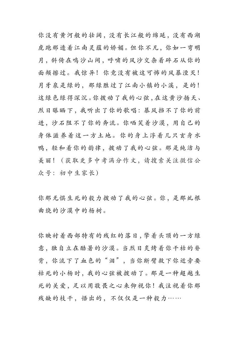 2023中考语文押题作文：《_______拨动了我的心弦》（范文3篇，可打印）第2页