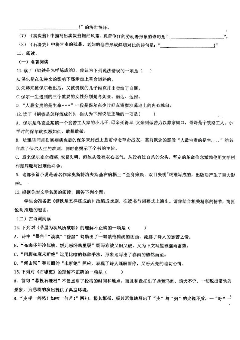 山东省青岛市胶州市瑞华实验初级中学2022-2023八年级下学期第二次月考语文试题03