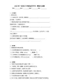 2023年广东省江门市新会区中考一模语文试题（含答案）