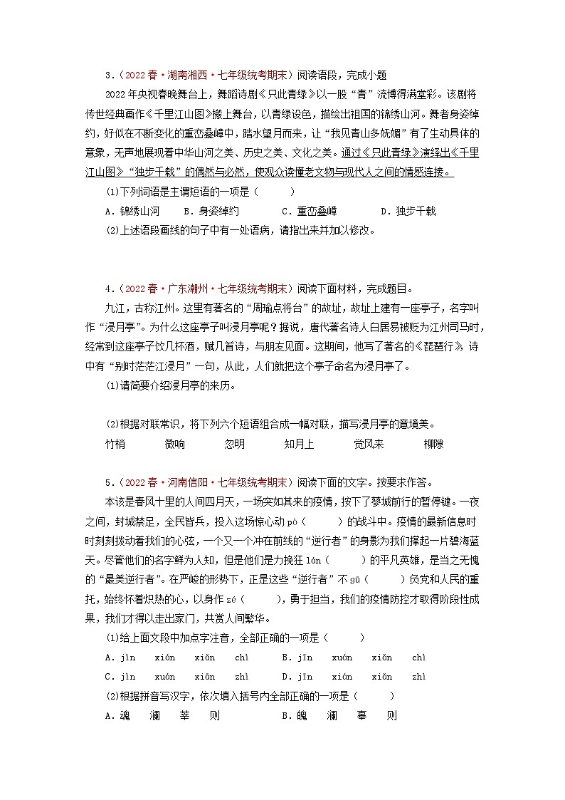 专题06：基础知识综合（专题过关）-2022-2023学年七年级语文下学期期末考点大串讲（部编版）02