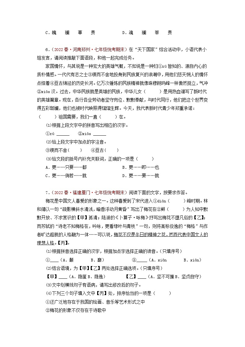专题06：基础知识综合（专题过关）-2022-2023学年七年级语文下学期期末考点大串讲（部编版）03