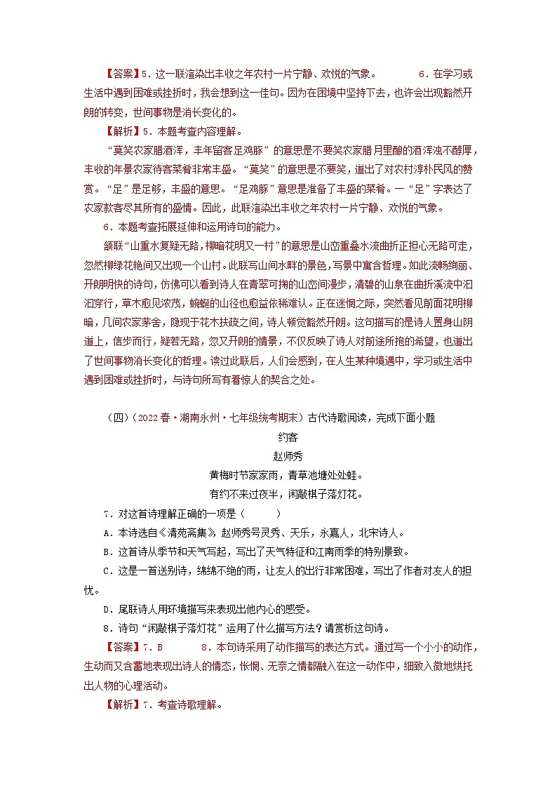 专题09：诗词鉴赏（专题过关）-2022-2023学年七年级语文下学期期末末考点大串讲（部编版）03
