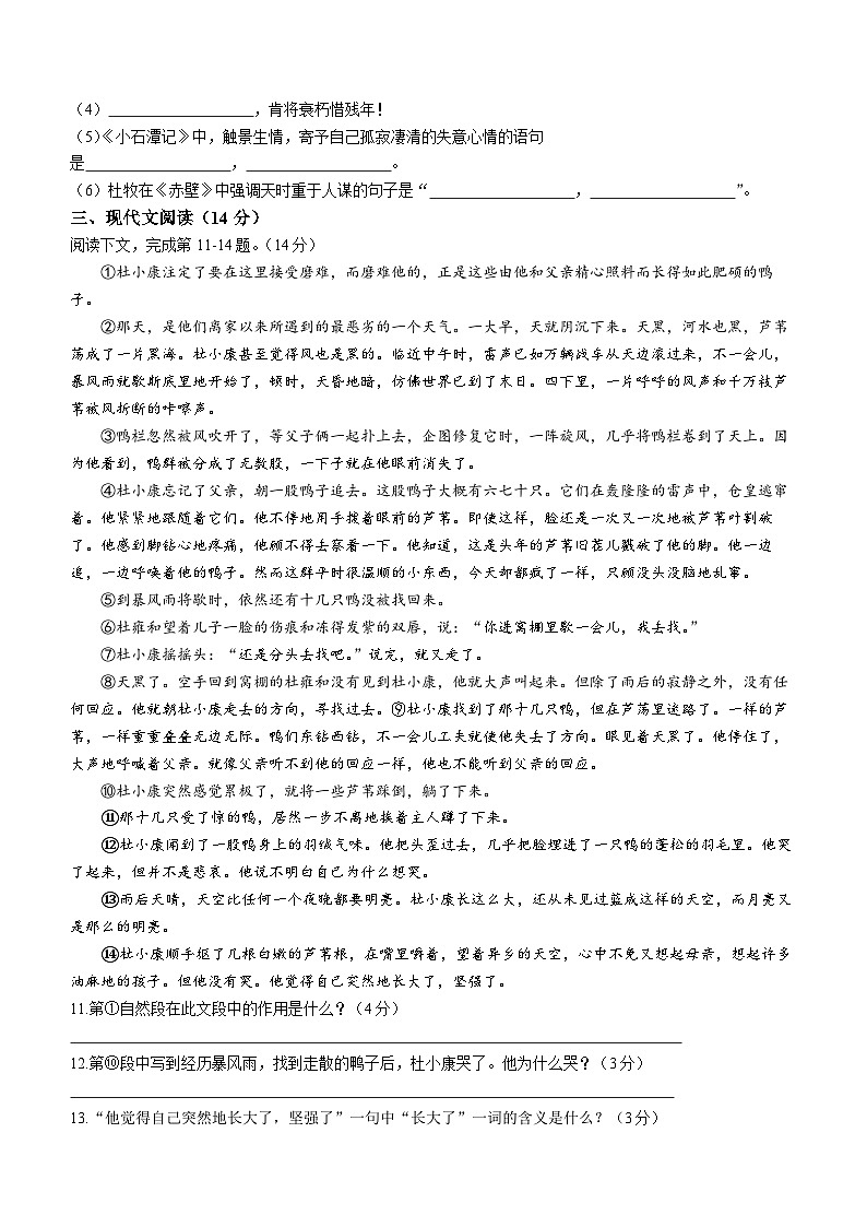 2023年四川省内江市威远中学校中考一模语文试题（含答案）03