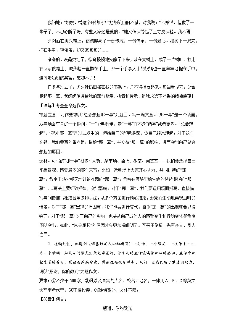 2023年中考语文考前必背范文专题08感动主题第2页