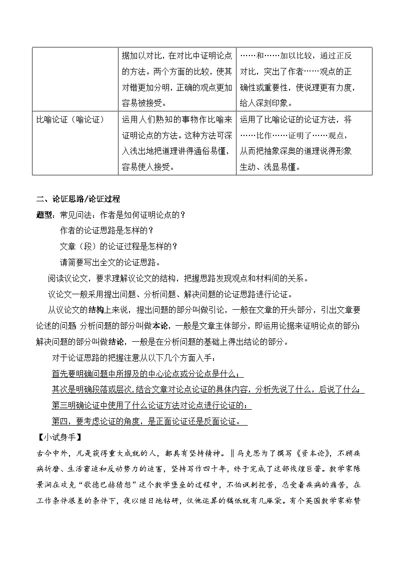 重难点13：论证方法和论证思路-备战中考语文重难点专练（全国通用）03