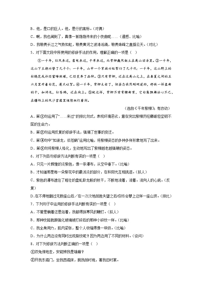 部编版语文七年级下册期末专项复习-修辞第2页