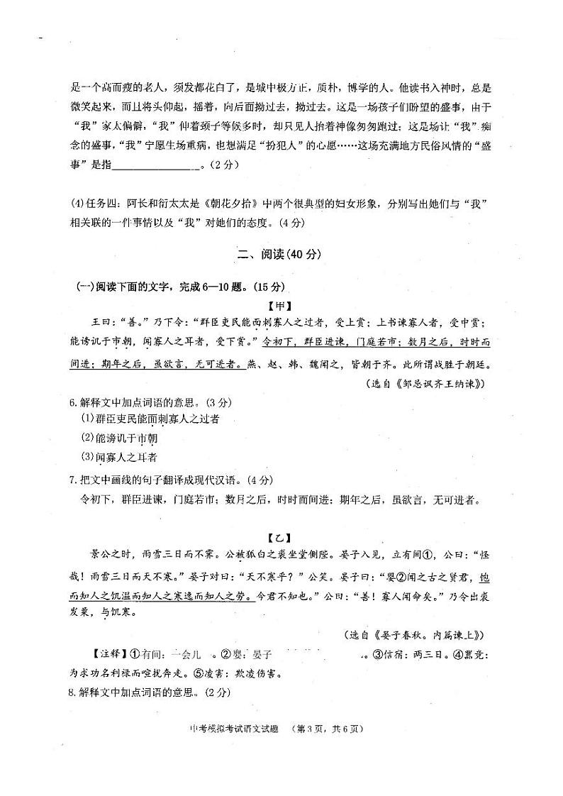 2023年普宁市中考模拟考试语文试题第3页