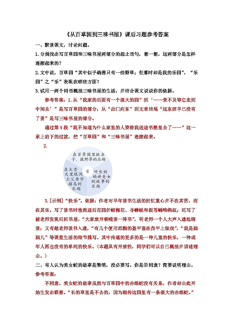 人教版语文七年级上册 第3单元 9 从百草园到三味书屋 PPT课件+教案01