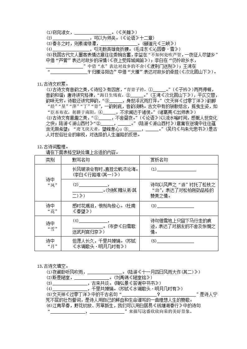 中考语文三轮冲刺《名句名篇默写》强化练习（含详解）03