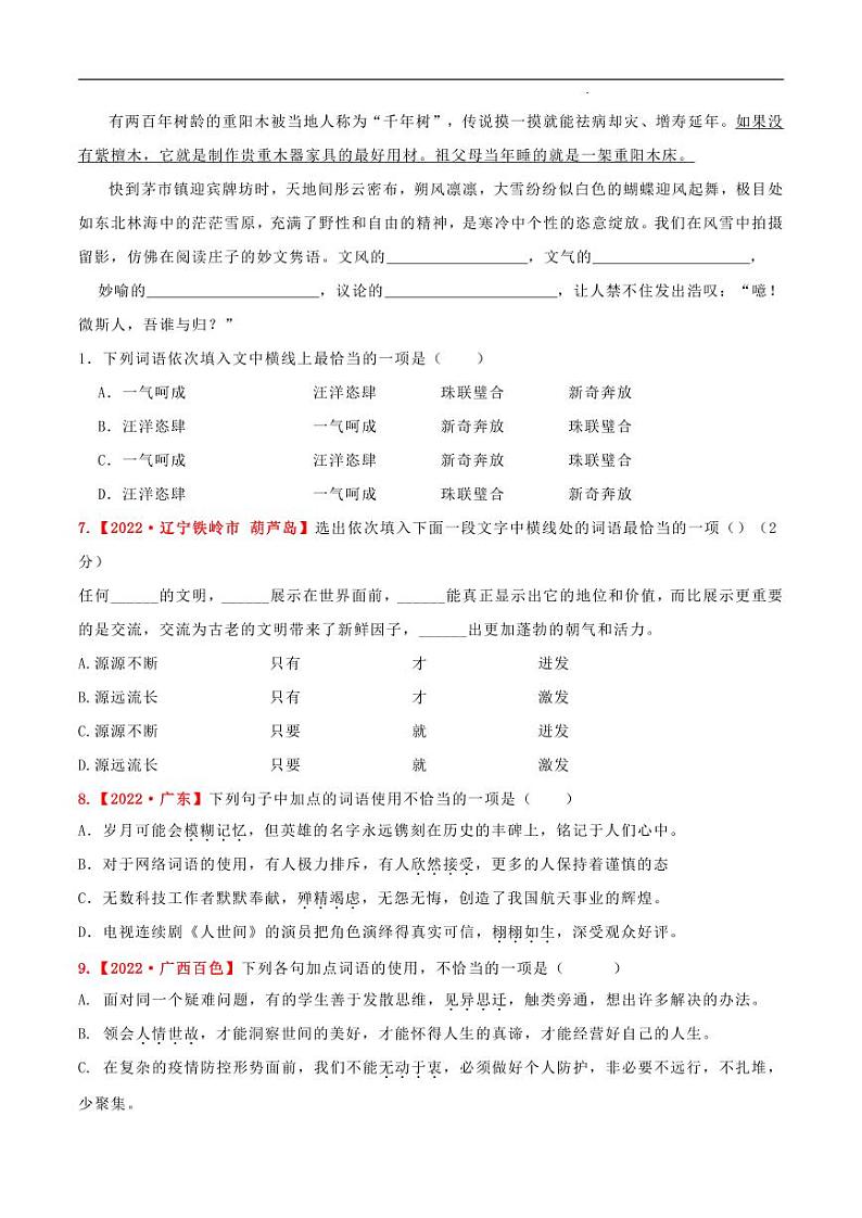 专题03 词语、成语-2023年中考语文考前冲刺提分攻略（原卷版）第3页