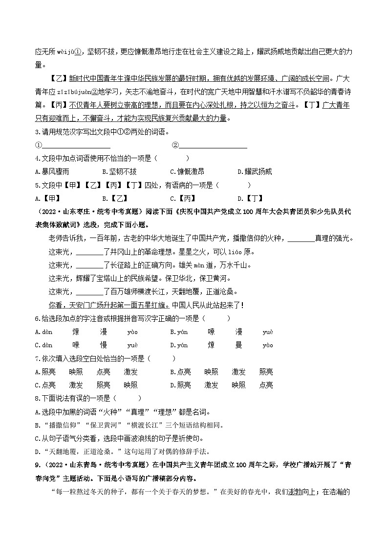 热点09 基础知识综合-2023年中考语文【热点·重点·难点】专练（全国通用）02