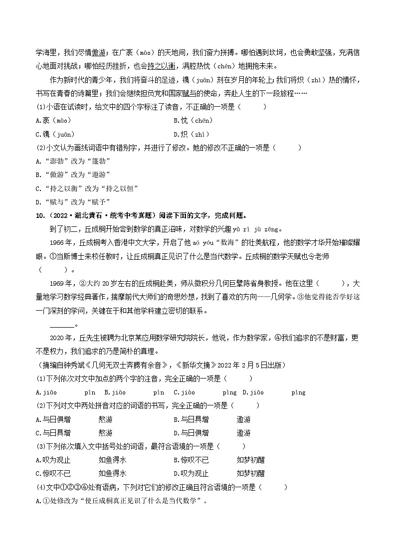 热点09 基础知识综合-2023年中考语文【热点·重点·难点】专练（全国通用）03