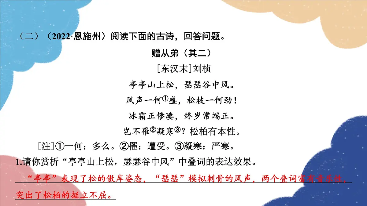 2023年中考语文二轮复习 第二部分　古诗文阅读提升训练课件第4页