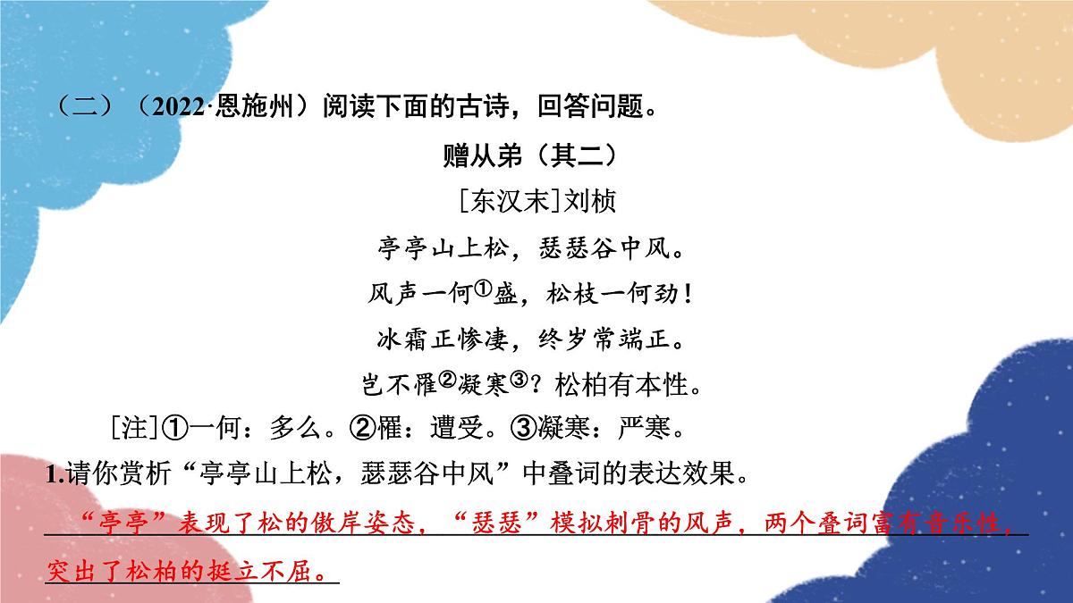 2023年中考语文二轮复习 第二部分　古诗文阅读提升训练课件第4页