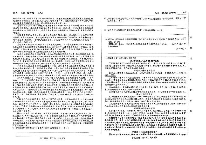 2023年吉林省松原市前郭尔罗斯蒙古族自治县南部学区中考三模语文试题02