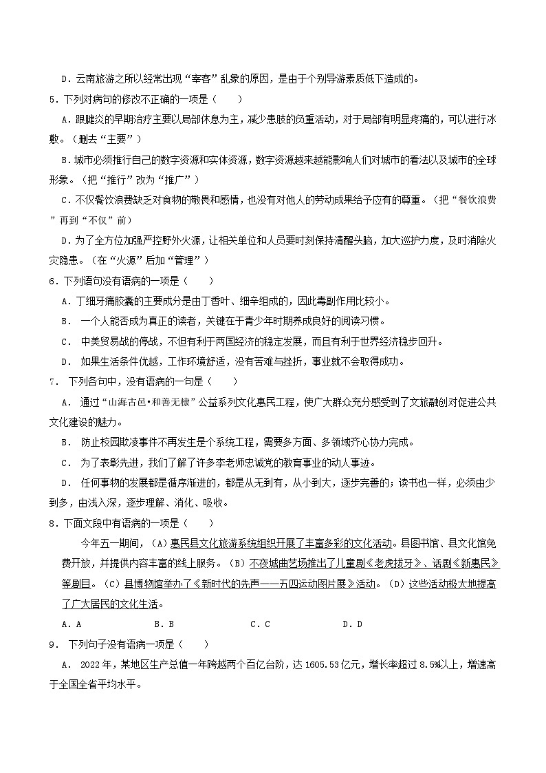 中考语文二轮专题复习：修改病句第2页