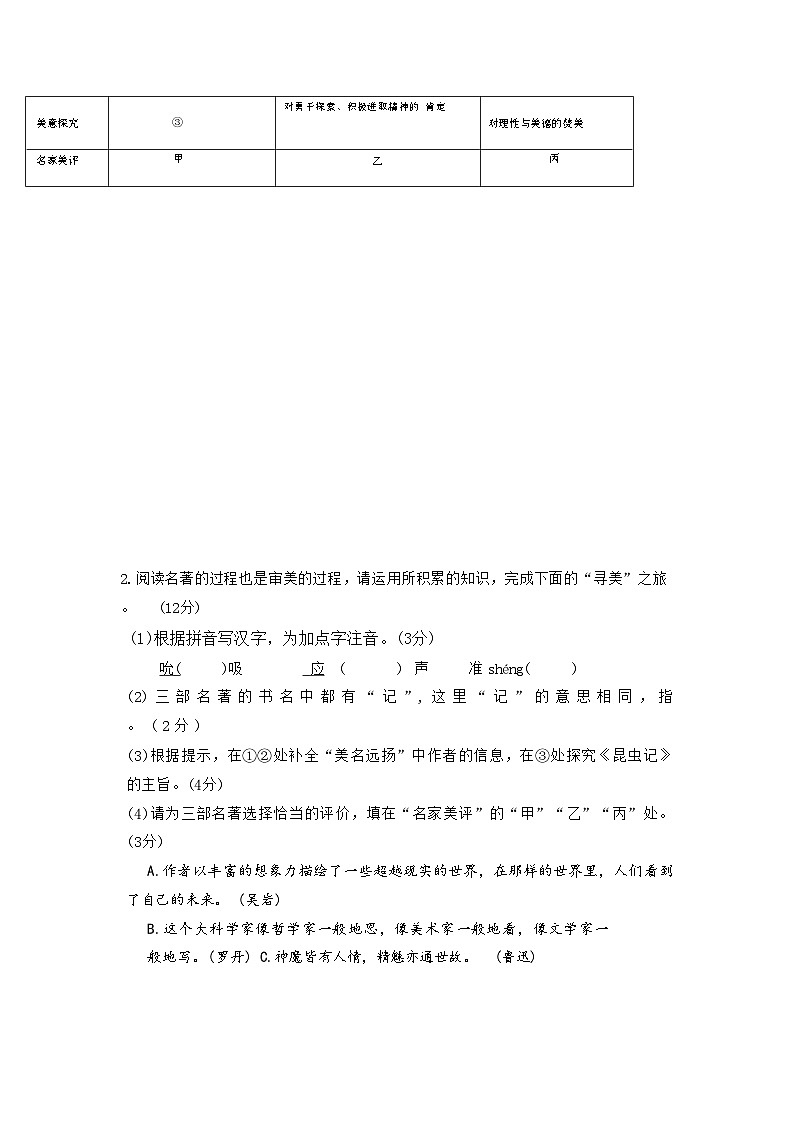 安徽省合肥市第四十五中学中2023年中考三模语文试卷02